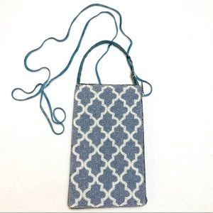 Gray & White Beaded Crossbody